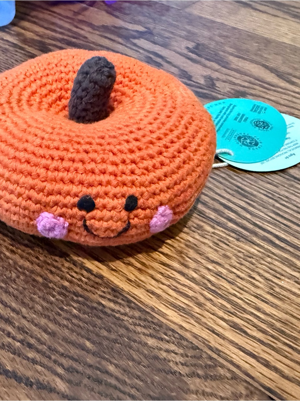 Handcrafted Orange Pumpkin Bib Toy for